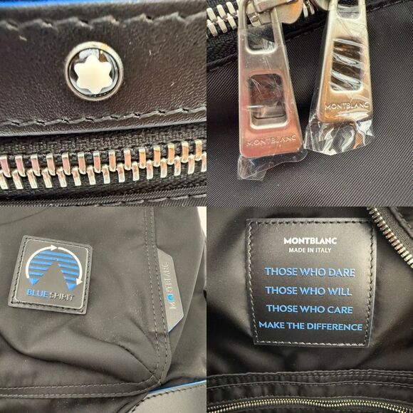 NEW Montblanc BLUE SPIRIT Nylon Leather Backpack - Picture 10 of 11